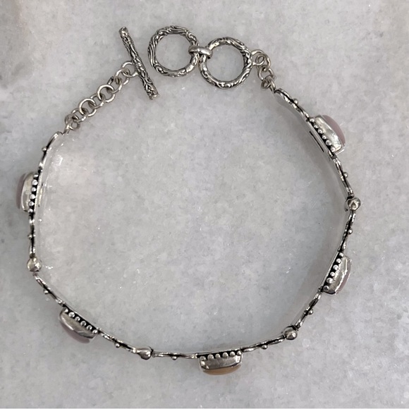 Peruvian Pink Opal Sterling Silver Toggle Clasp Bracelet - Picture 10 of 13